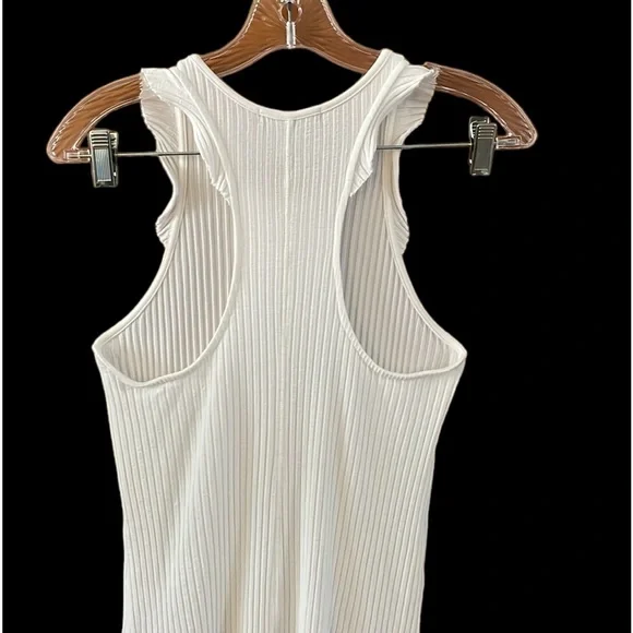 David Lerner New York Viscose Blend Ribbed Racerback White Tank Top Size S - Picture 6 of 9